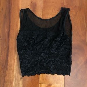 Black lace and mesh crop top